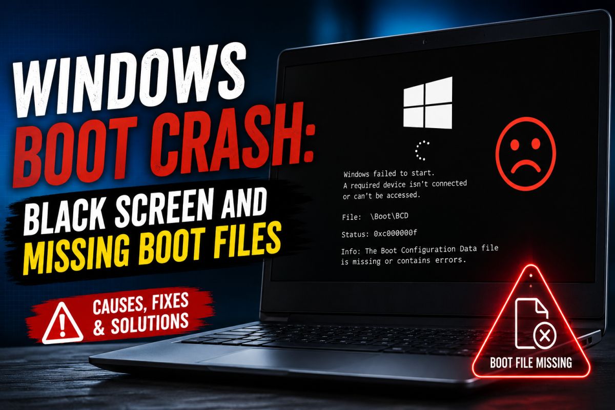 Windows Boot Crash: Black Screen and Missing Boot Files